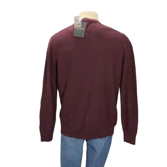 NWT Lachlan British Inspired Burgundy Cotton Sweater Long Sleeve V Neck Size L - Picture 4 of 5